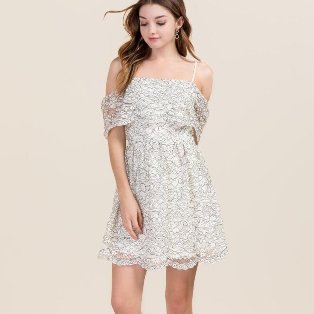 Francesca's | Audrey Lace Cold Shoulder Dress M